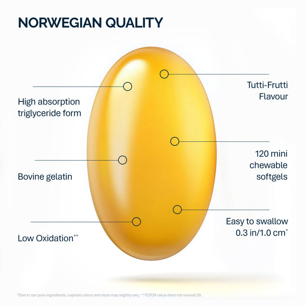 Omega-3 dětské žvýkací mini kapsle s vitamínem D